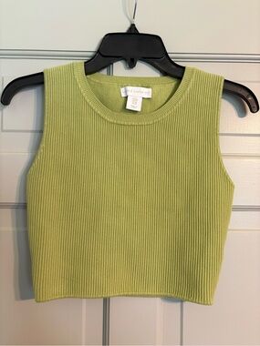 House of Harlow 1960 Medium Ribbed Crop Tank in Bright Green